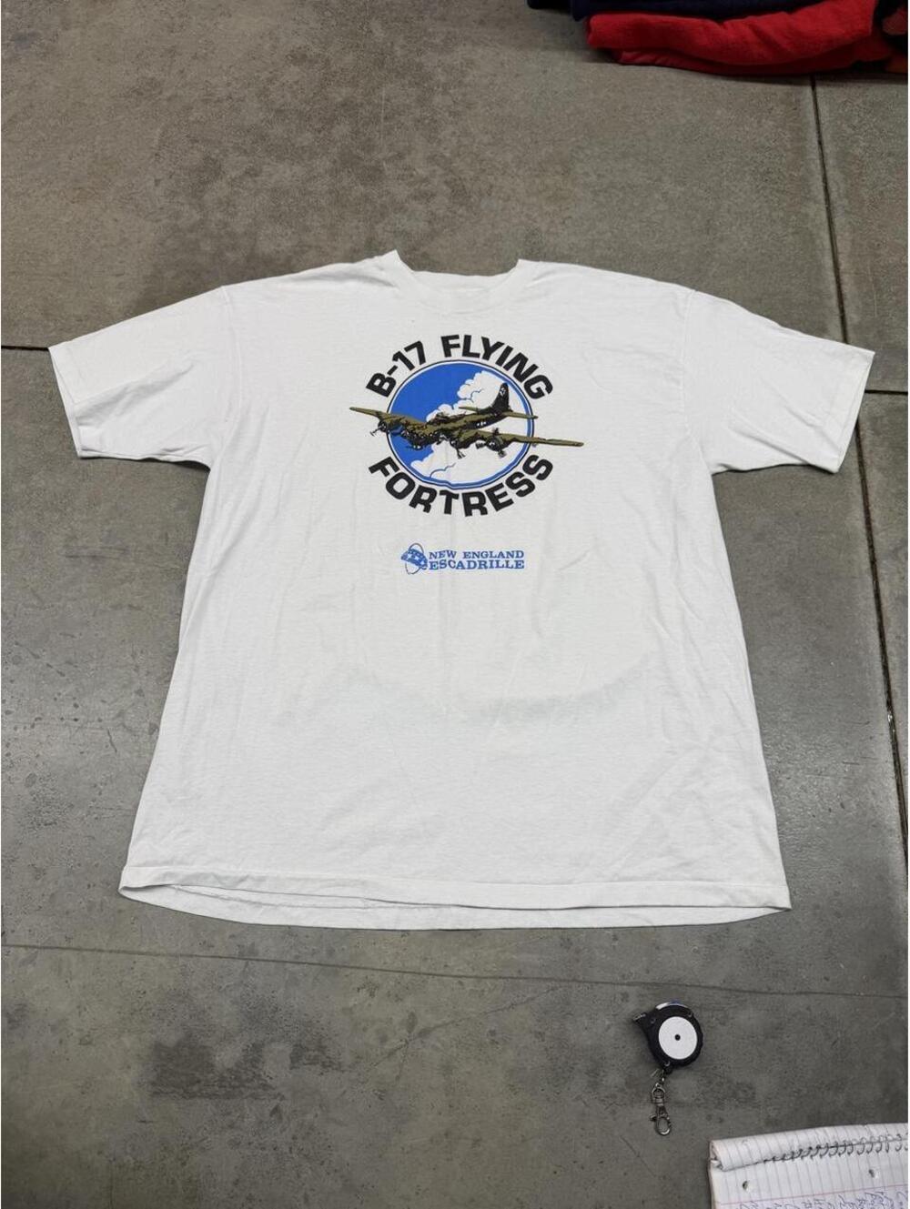 vintage b-17 flying fortress white military plane shirt size xl